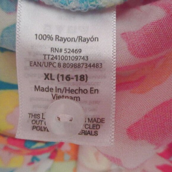 Time And Tru Hawaiian Dress Size XL Sleeveless Button Up Tiered Ruffle Tropical - Picture 10 of 10